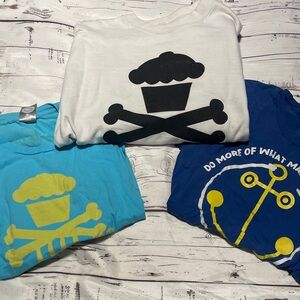 Johnny Cupcakes Lot of 3 Graphic T-Shirts(2)/sweatshirt(1) Preowned
